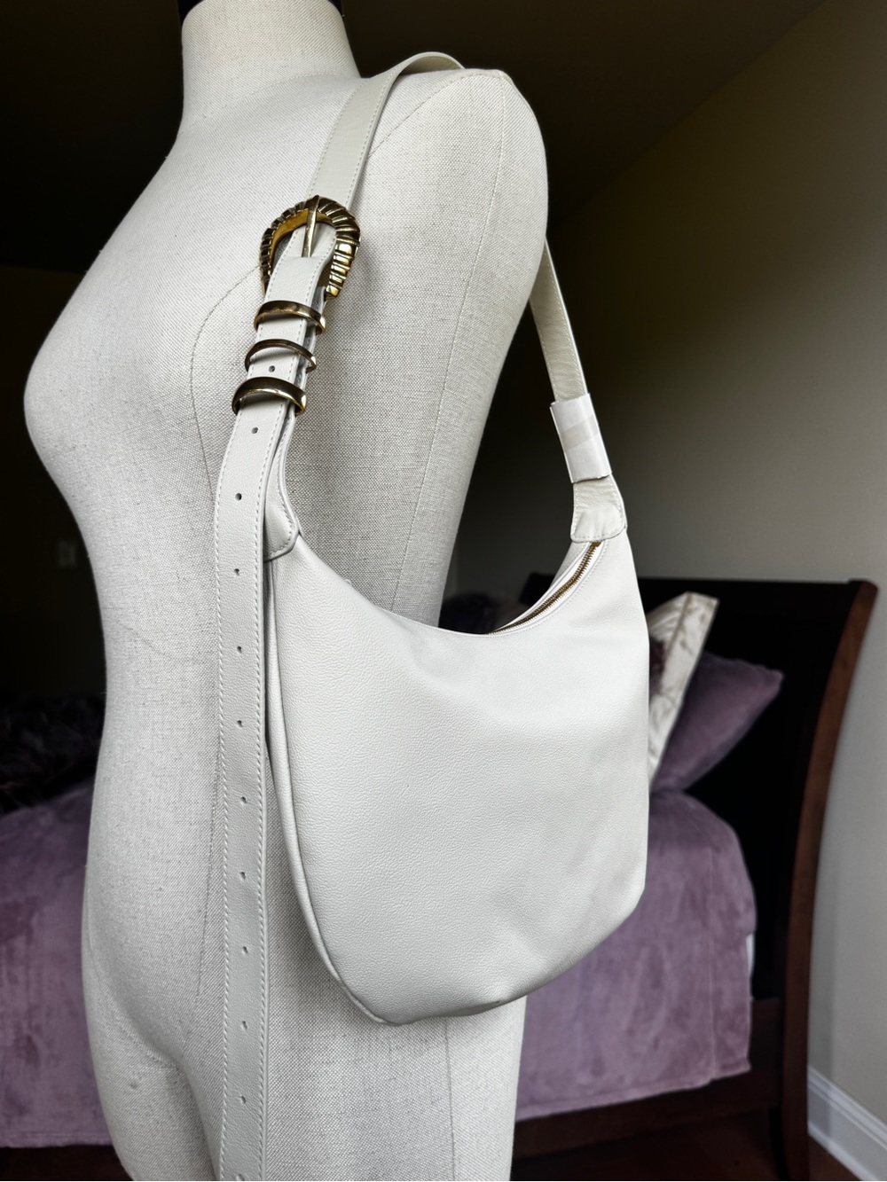 Natalie Borton Sera Crescent Bag, Kenya Edition in Bone Leather - Picture 4 of 12